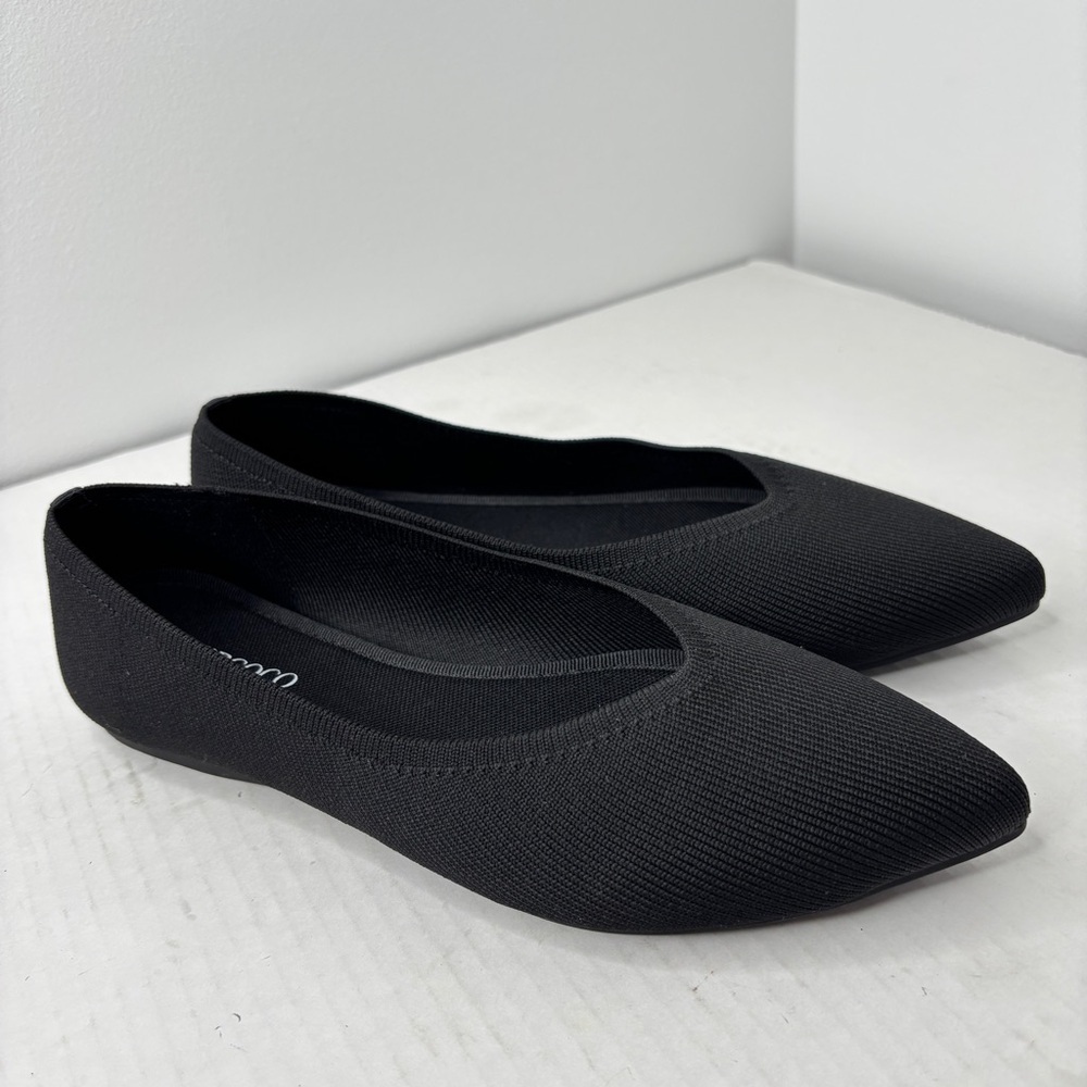 Aprcoco Pointed Toe Stretch Knit Ballet Flats Comfort Shoes Size 8 Black NEW! - Picture 9 of 10